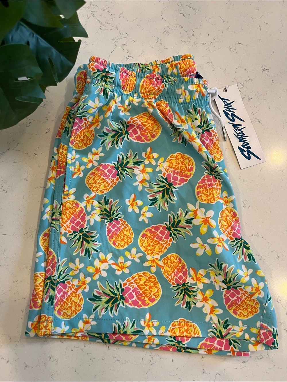 Southern Shirt Co. Men’s Aqua Pineapple Print Swim Shorts